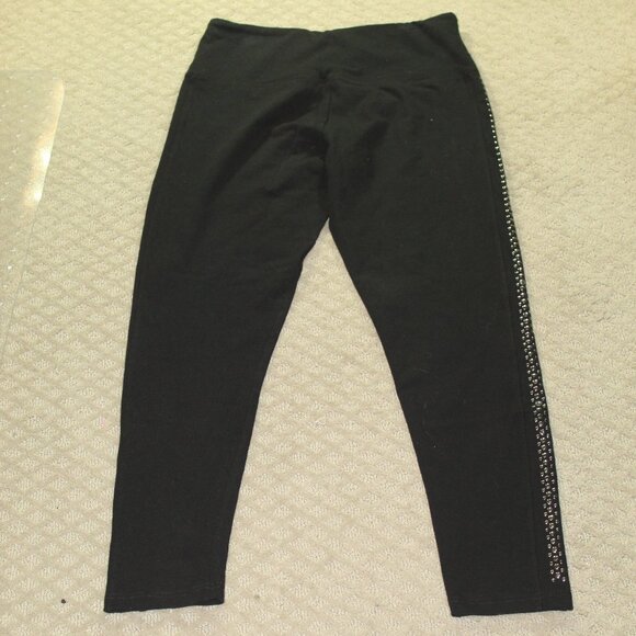 Suave Leggings Revolutionary Tummy Control Size M Black Silver Metallic Accent - Picture 2 of 4